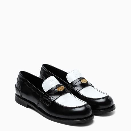 miu miu loafers black and white